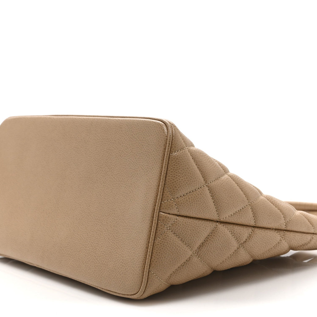 Chanel Caviar Quilted Medallion Tote Beige