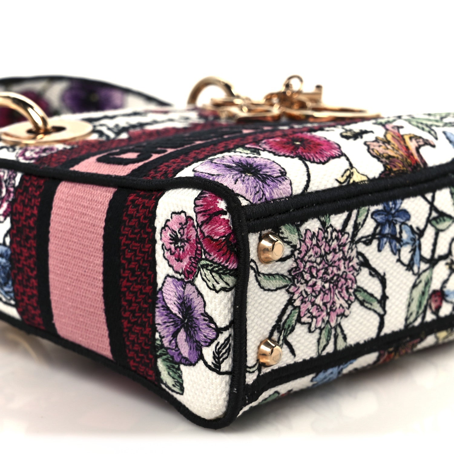 Christian Dior Canvas Florilegio Embroidered Mini Lady D-Lite White Multicolor
