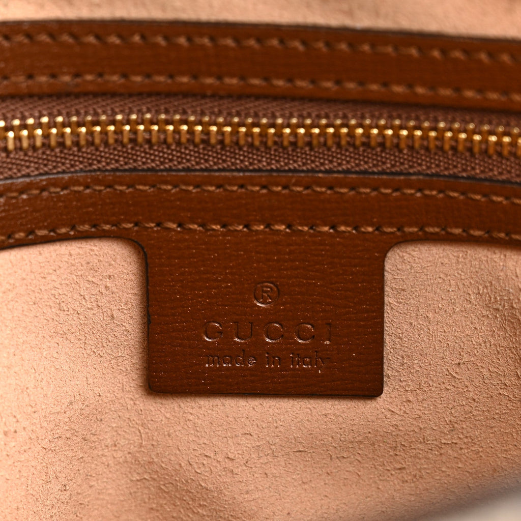 Gucci GG Supreme Monogram Small Horsebit 1955 Shoulder Bag Beige Brown Sugar