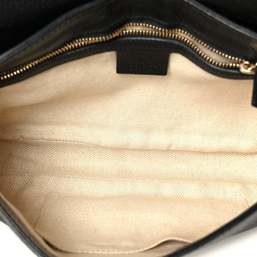 Gucci Pebbled Calfskin Medium Soho Flap Crossbody Black