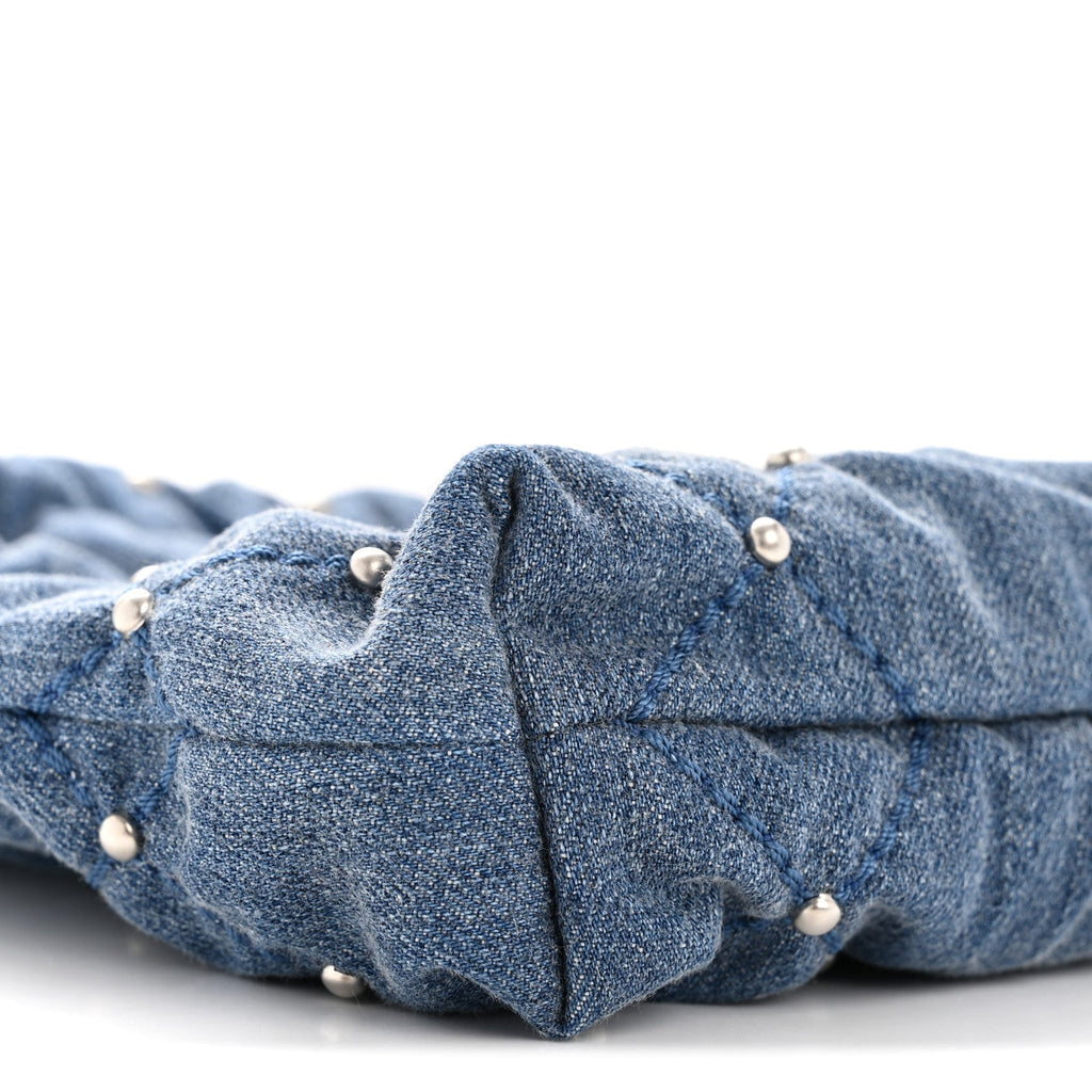 Chanel Washed Denim Quilted Studded Mini Chanel 22 Blue