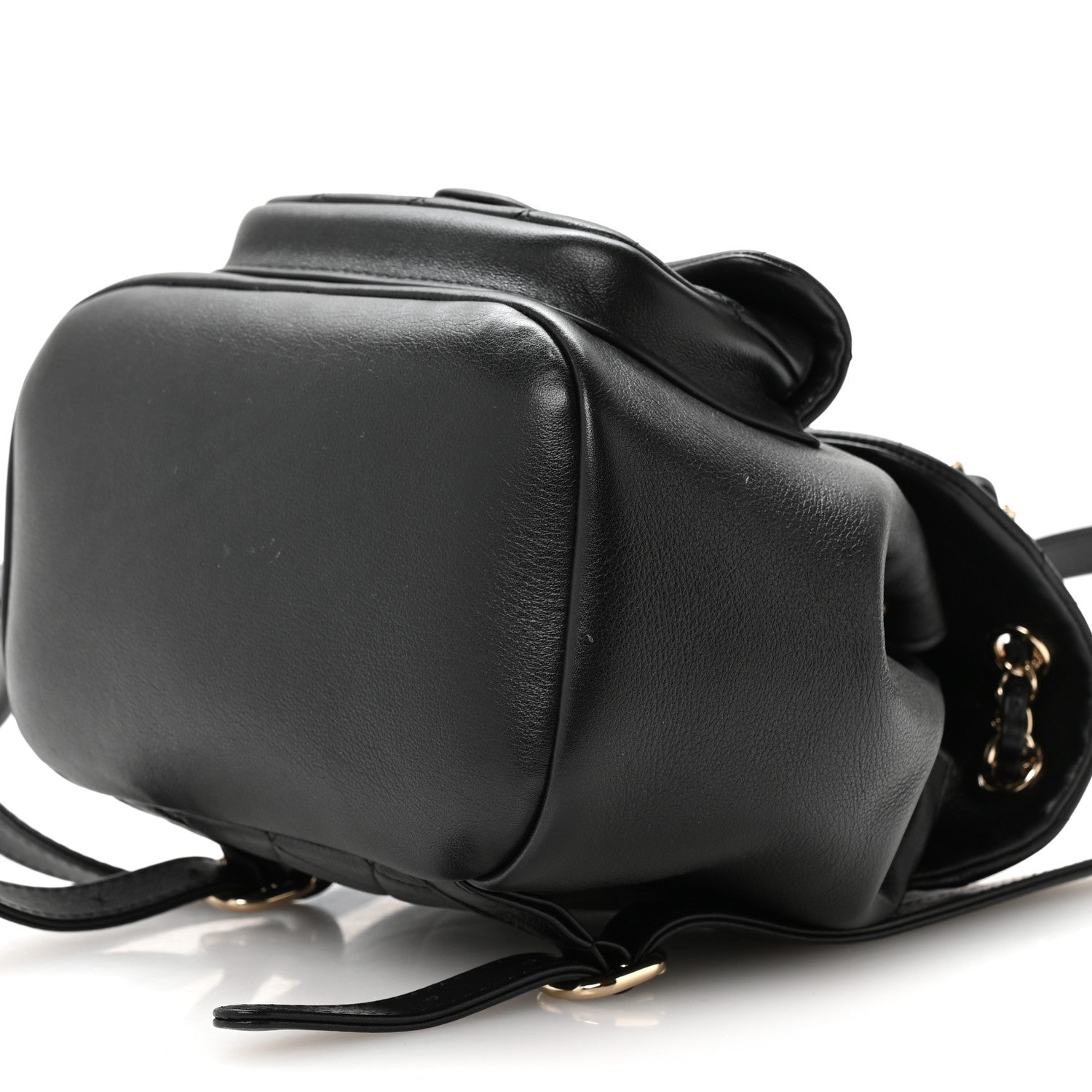 Chanel Glazed Aged Calfskin Quilted Small Duma Drawstring Backpack Black
