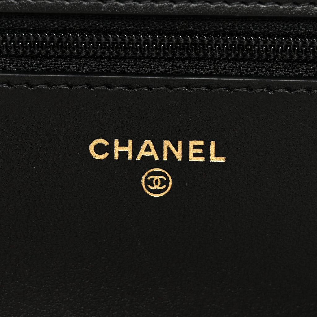 Chanel Caviar Quilted Boy Wallet On Chain WOC Black