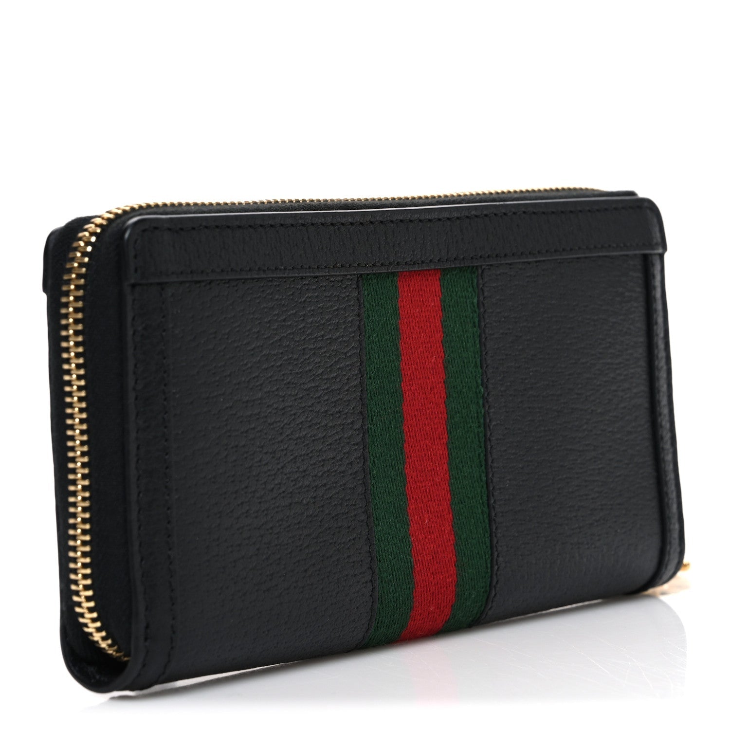 Gucci Calfskin Web Ophidia Zip Around Wallet Black