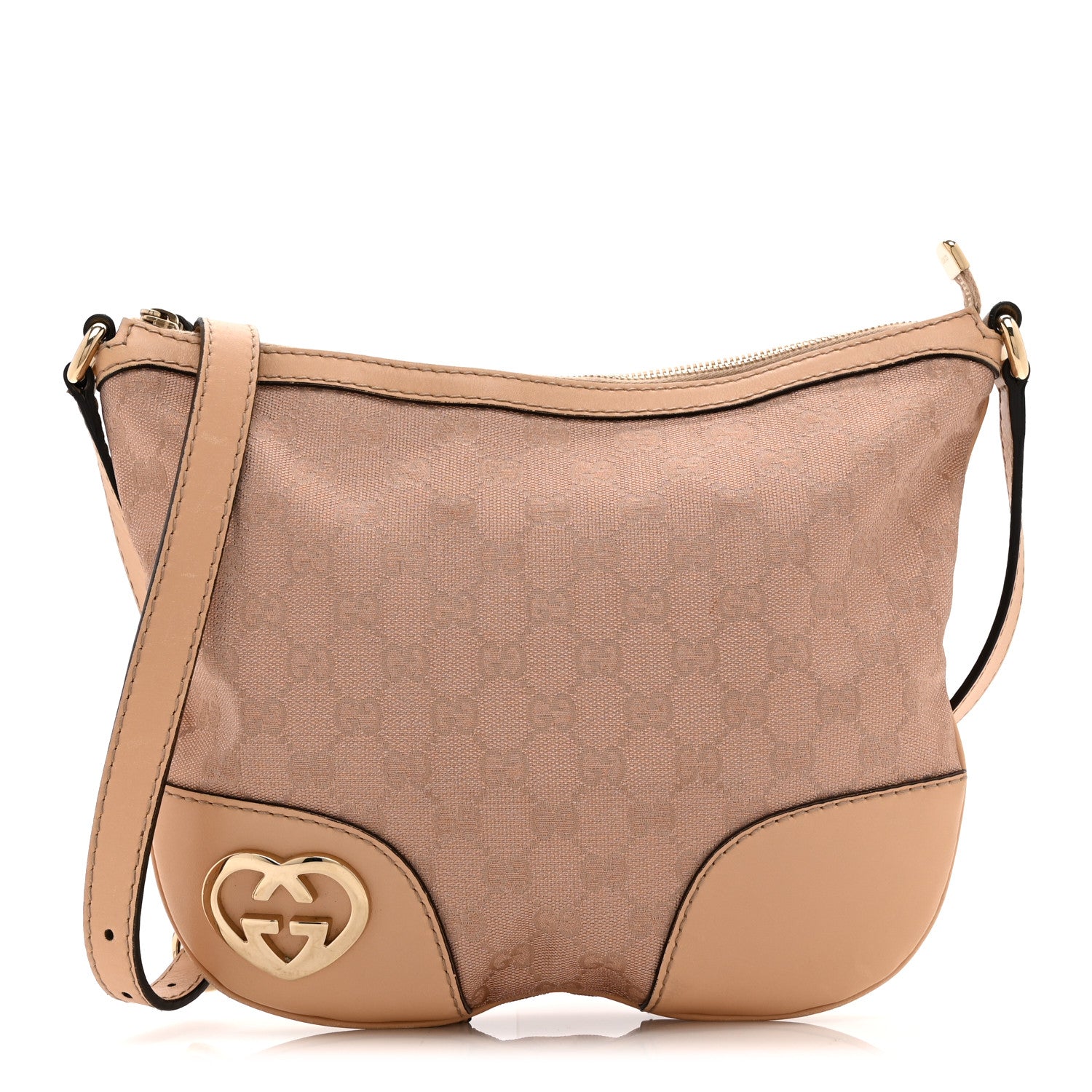 Gucci Metallic Monogram Small Lovely Heart Messenger Pink