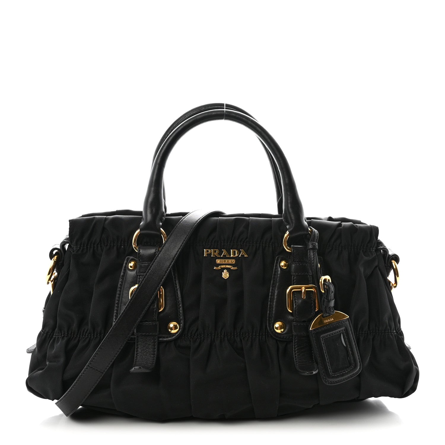 Prada Tessuto Nylon Gaufre Shopping Satchel Black
