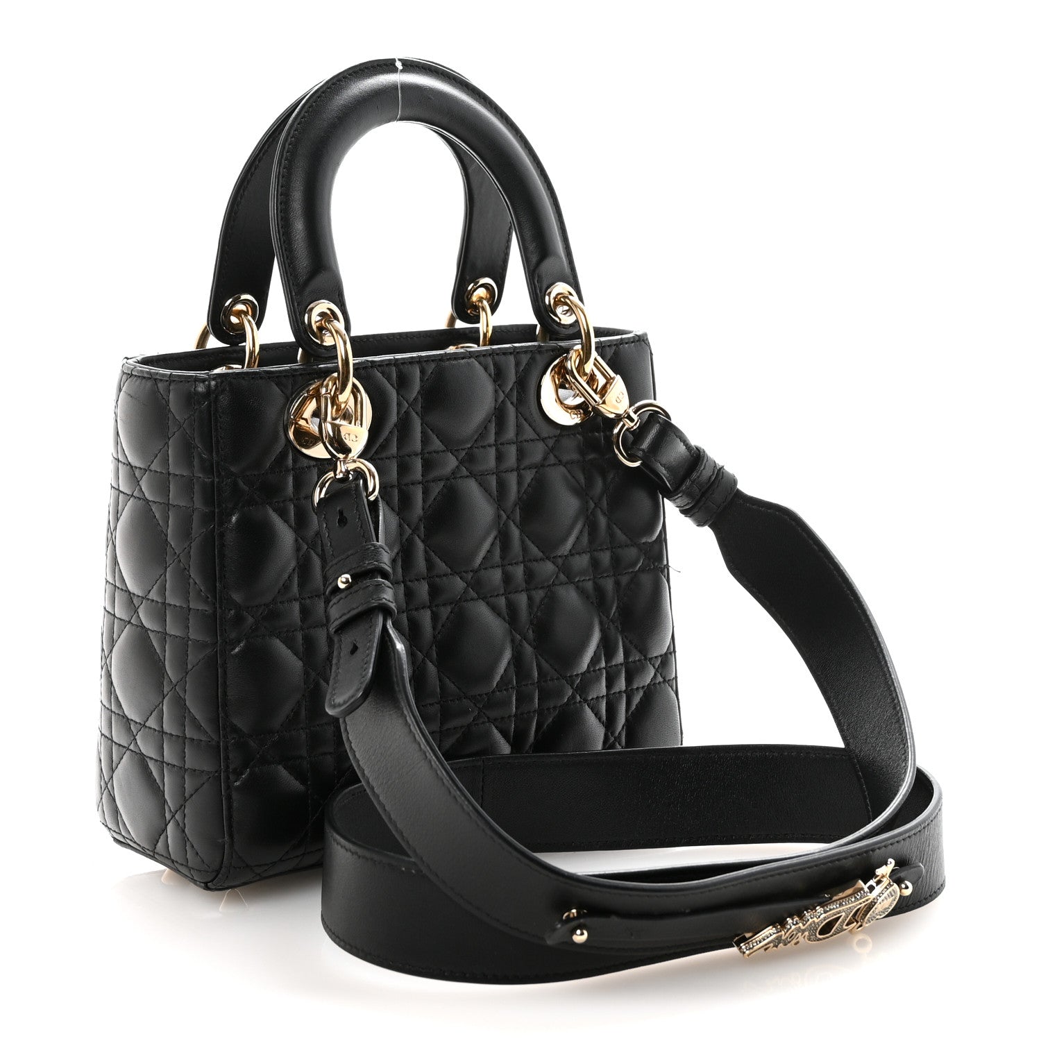 Christian Dior Lambskin Cannage Small My ABCDior Lady Dior Black