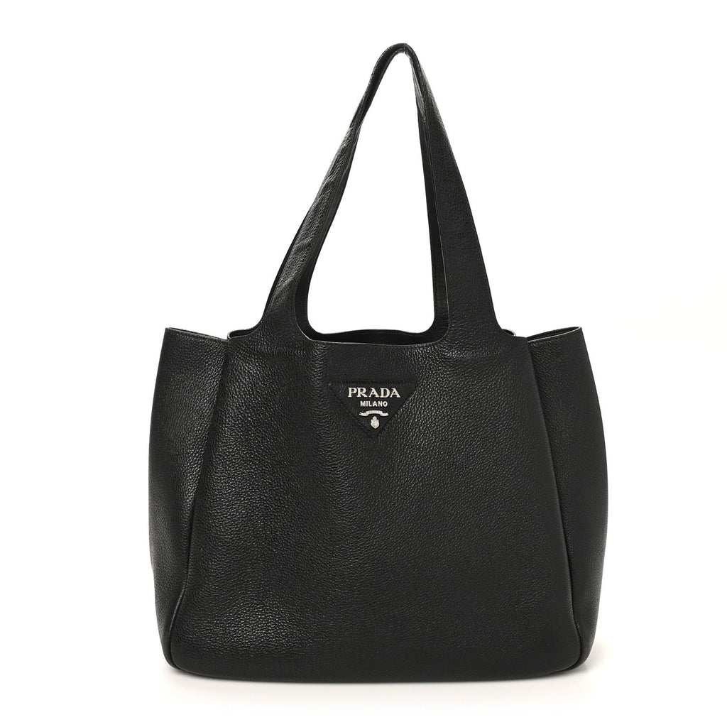 Prada Vitello Daino Soft Large Dynamique Tote Black