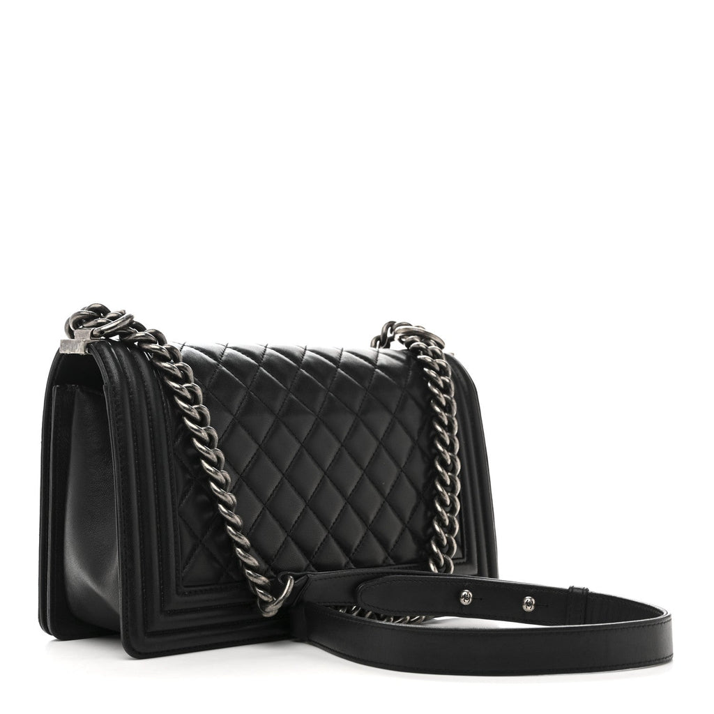 Chanel Lambskin Quilted Medium Boy Flap Black