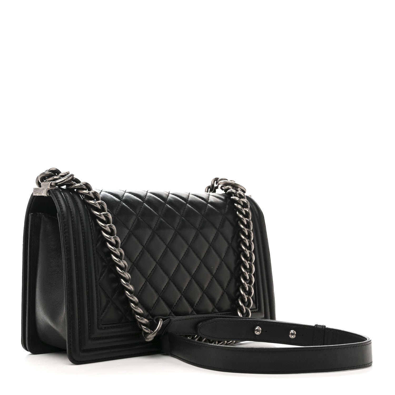 Chanel Lambskin Quilted Medium Boy Flap Black