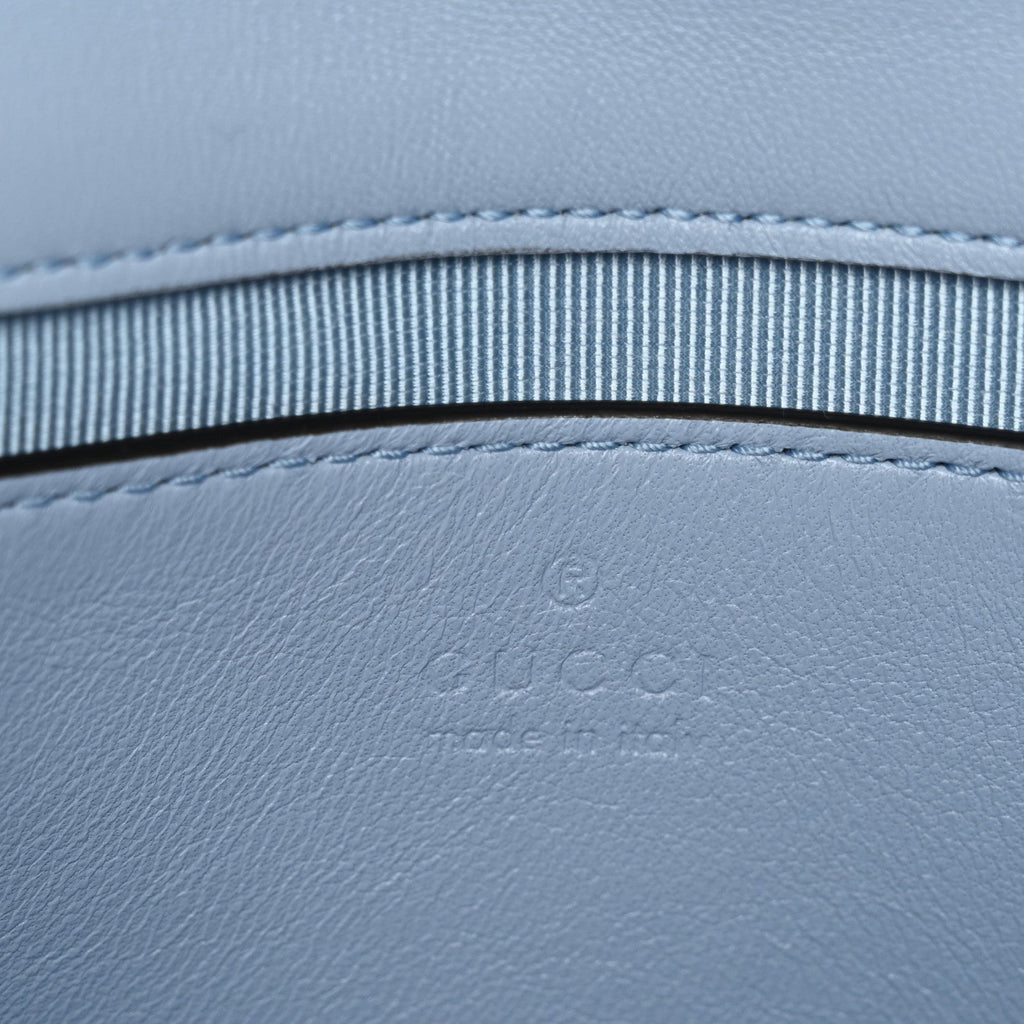 Gucci Lambskin Matelasse Small GG Marmont Shoulder Bag Porcelain Light Blue