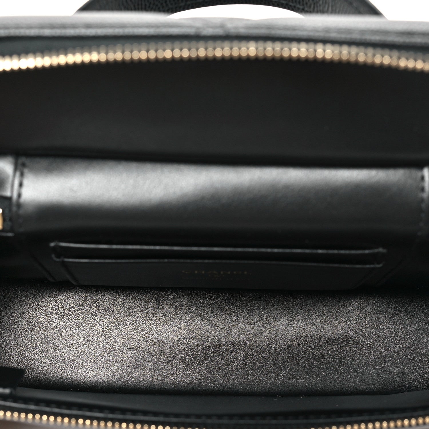 Chanel Caviar Quilted Top Handle Slim Vanity With Chain Black