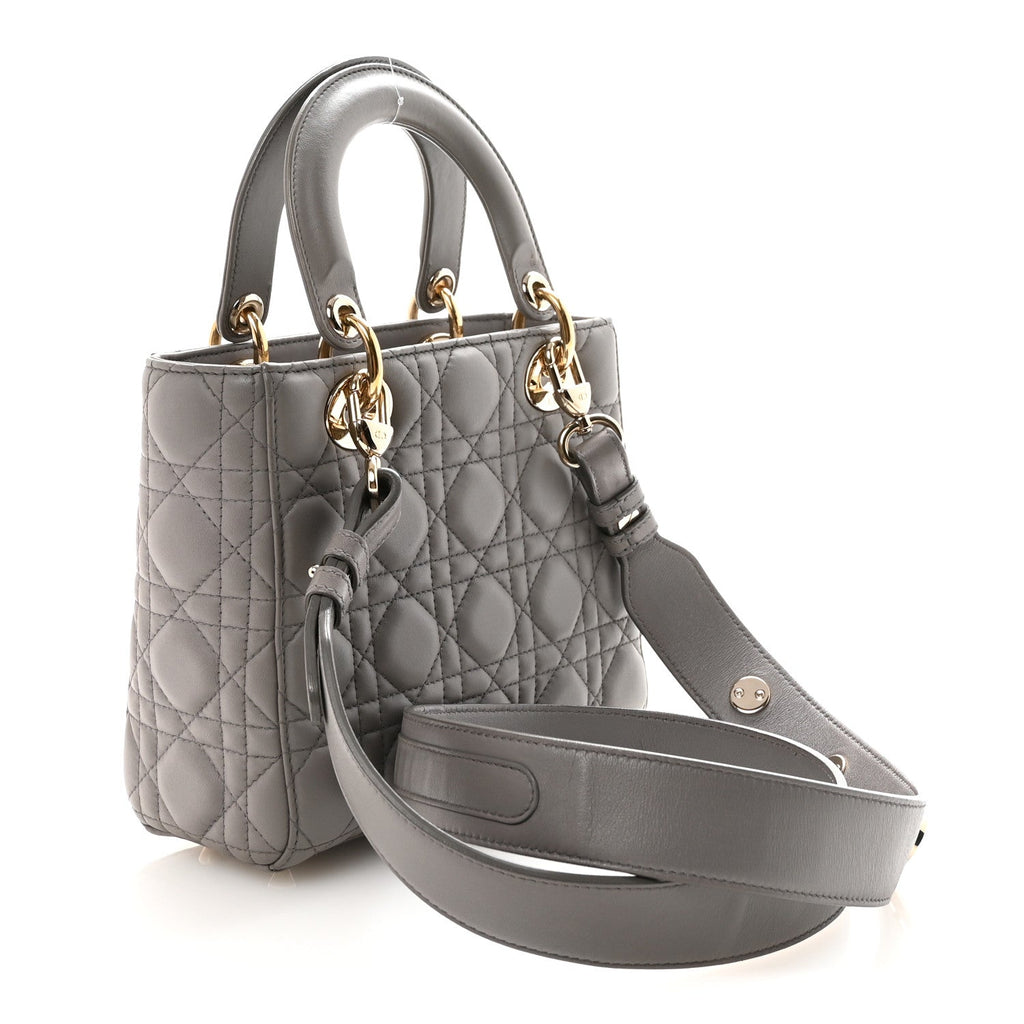 Christian Dior Lambskin Cannage Small Lucky Badges My Lady Dior Grey