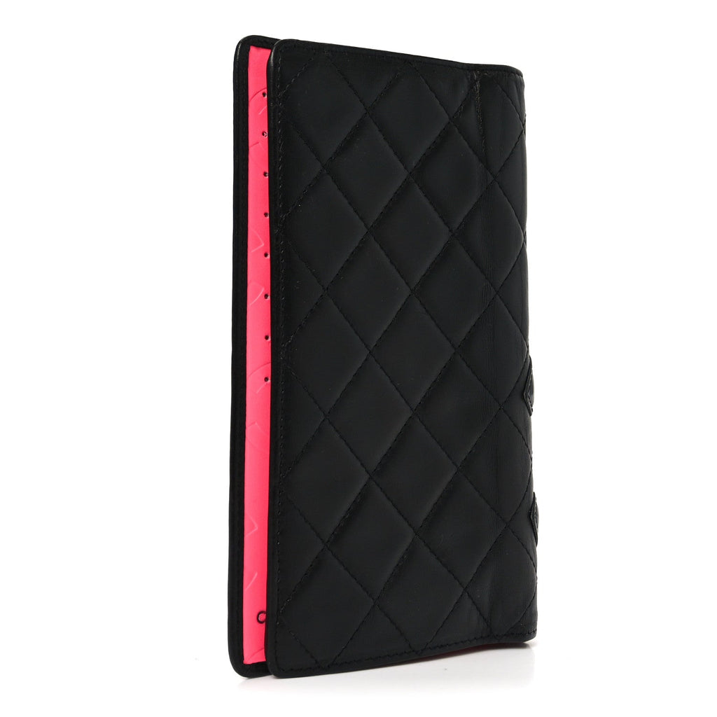 Calfskin Quilted Cambon Yen Wallet Black
