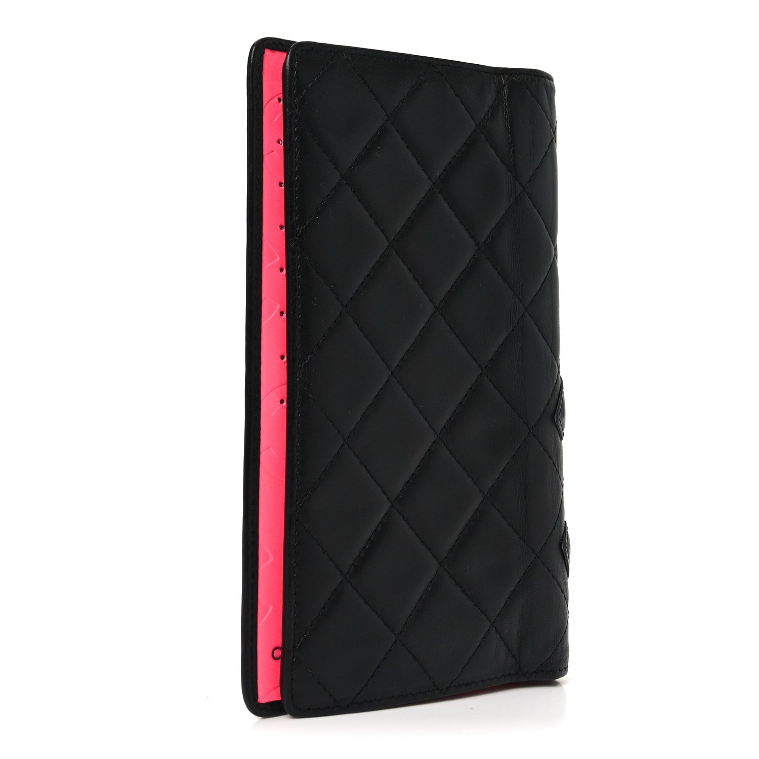 Calfskin Quilted Cambon Yen Wallet Black