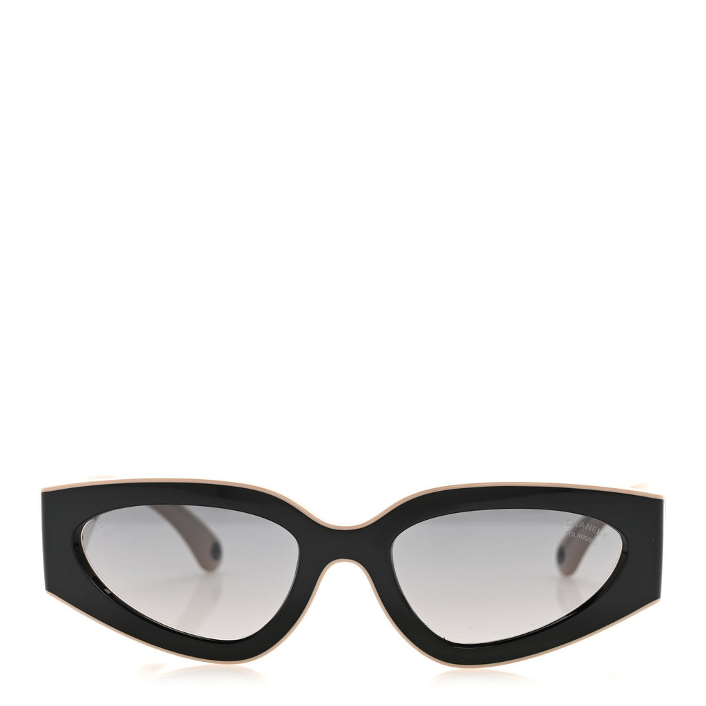 Acetate Cat Eye Sunglasses 6056 Black Beige
