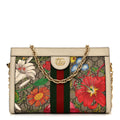 Gucci GG Supreme Monogram Flora Web Small Ophidia Chain Shoulder Bag White