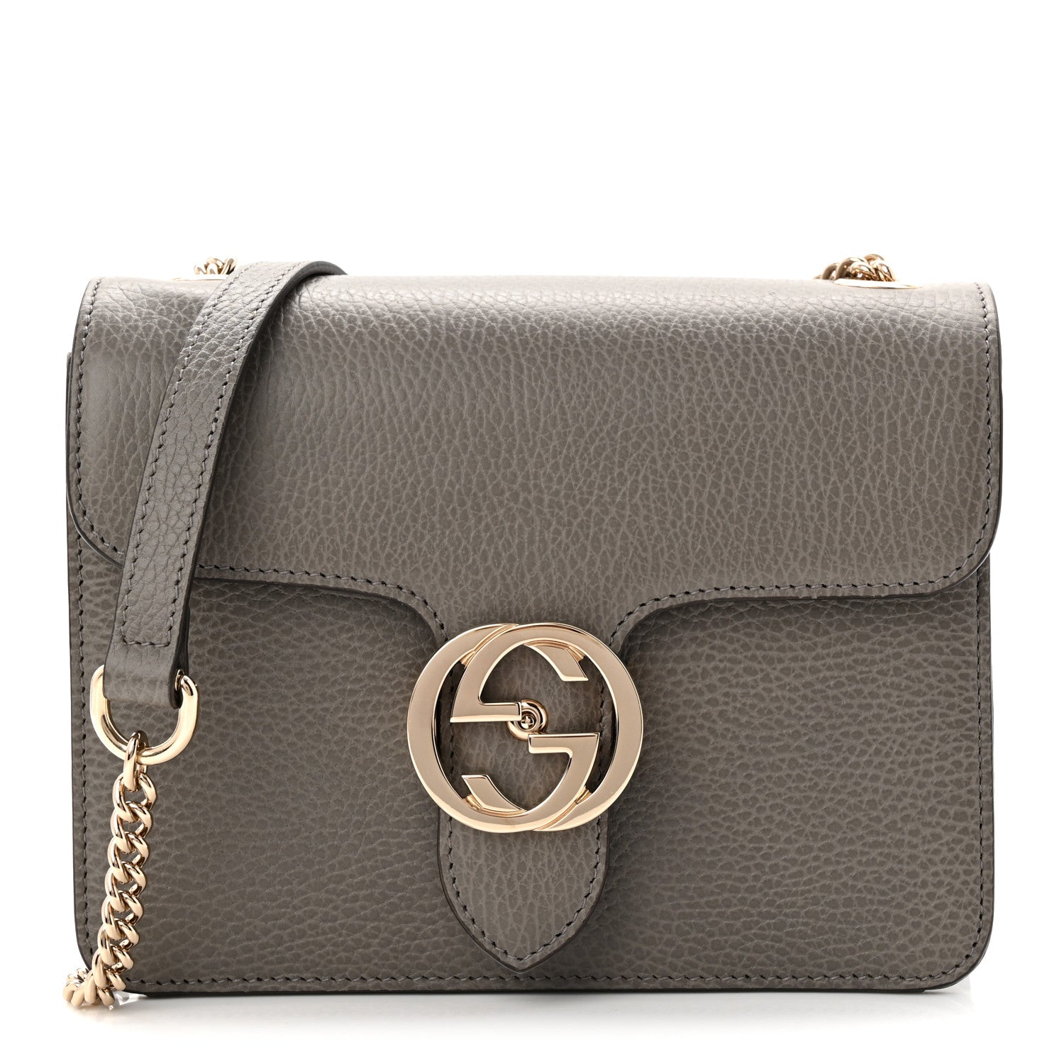 Gucci Dollar Calfskin Small Interlocking G Shoulder Bag Loess