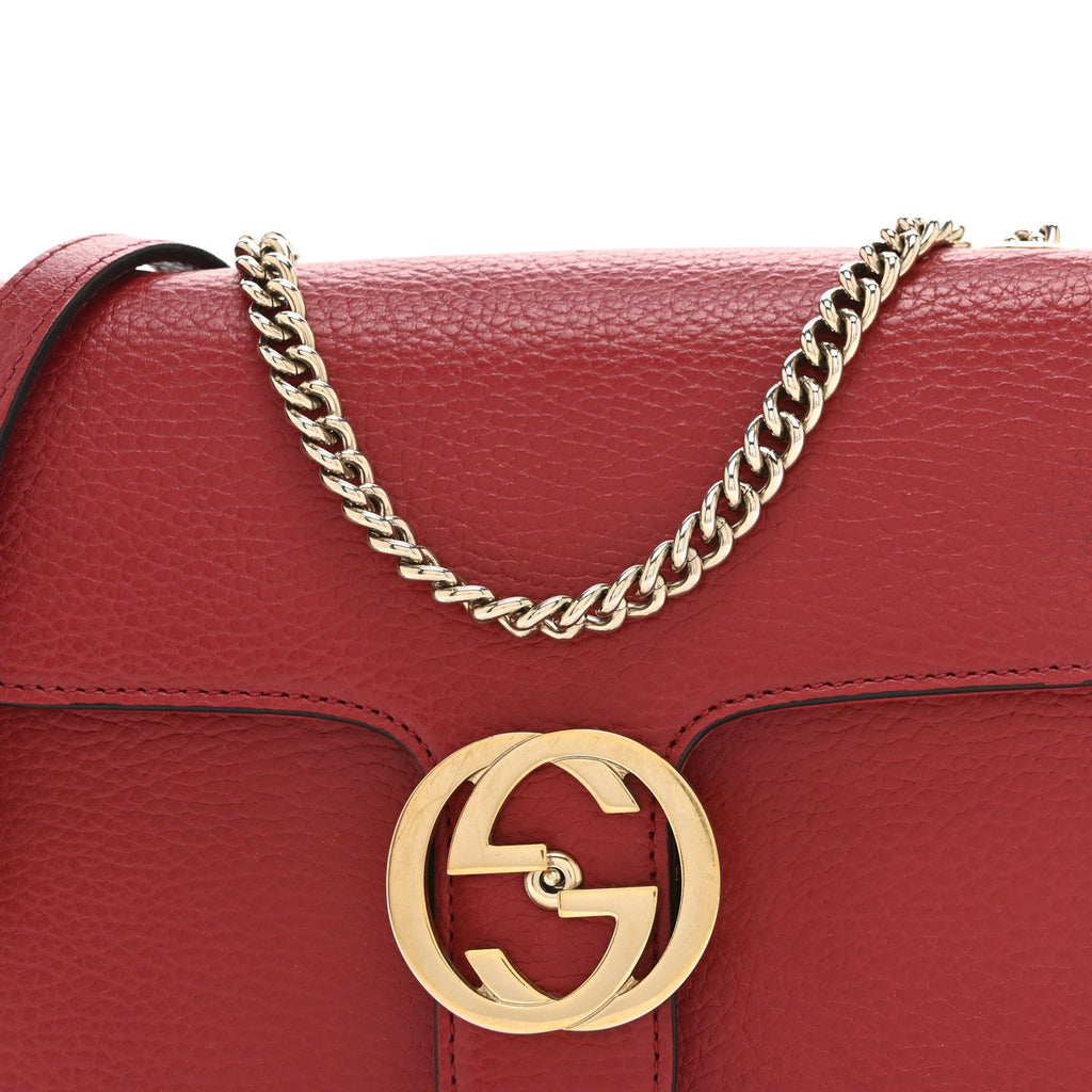 Gucci Dollar Calfskin Small Interlocking G Shoulder Bag Red