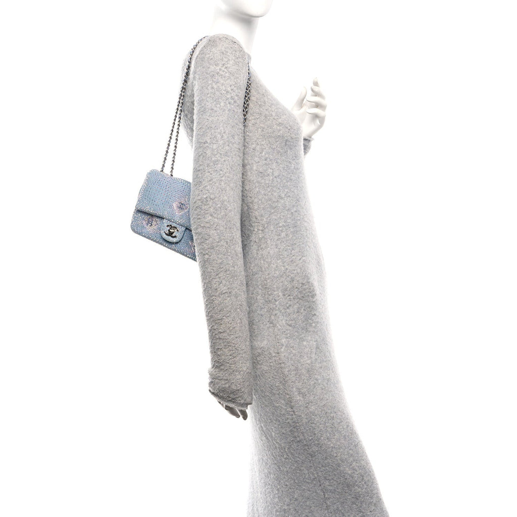 Chanel Denim Strass Evening Flap Bag Blue