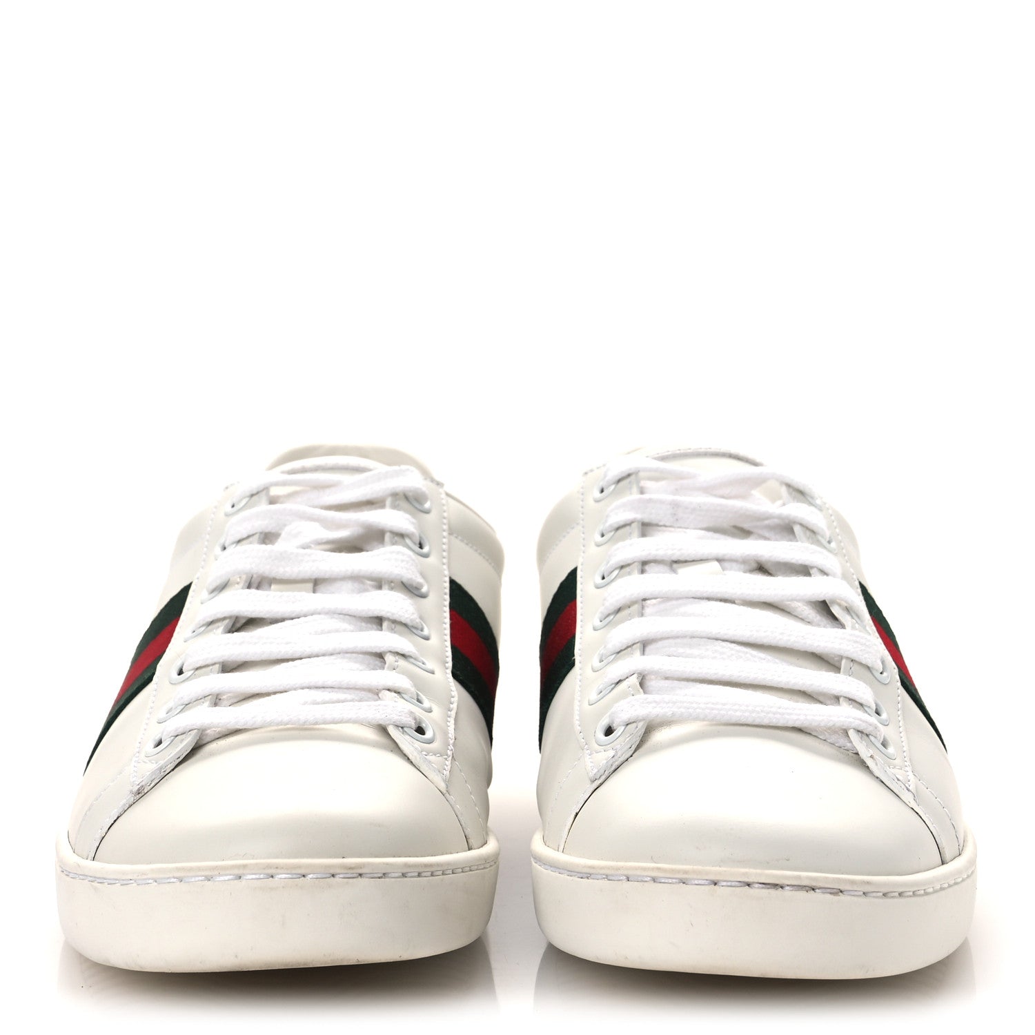 Gucci Calfskin Crocodile Web Womens Ace Sneakers 39 White Green