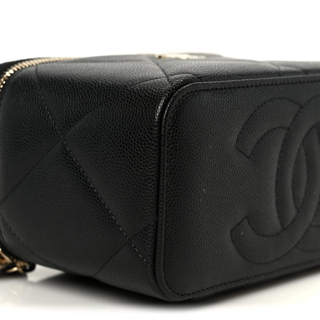 Chanel Caviar Quilted Top Handle Long Vanity Black
