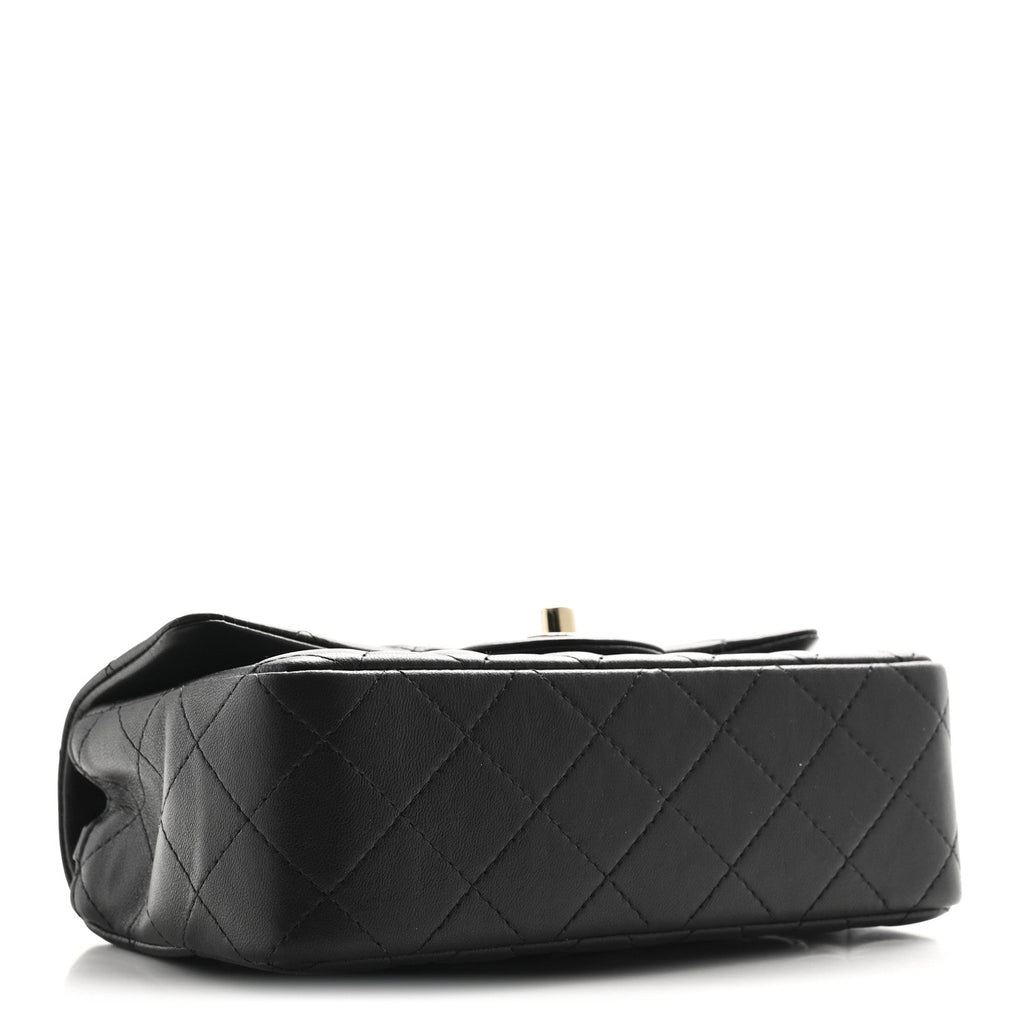Chanel Lambskin Quilted Mini Rectangular Flap Black