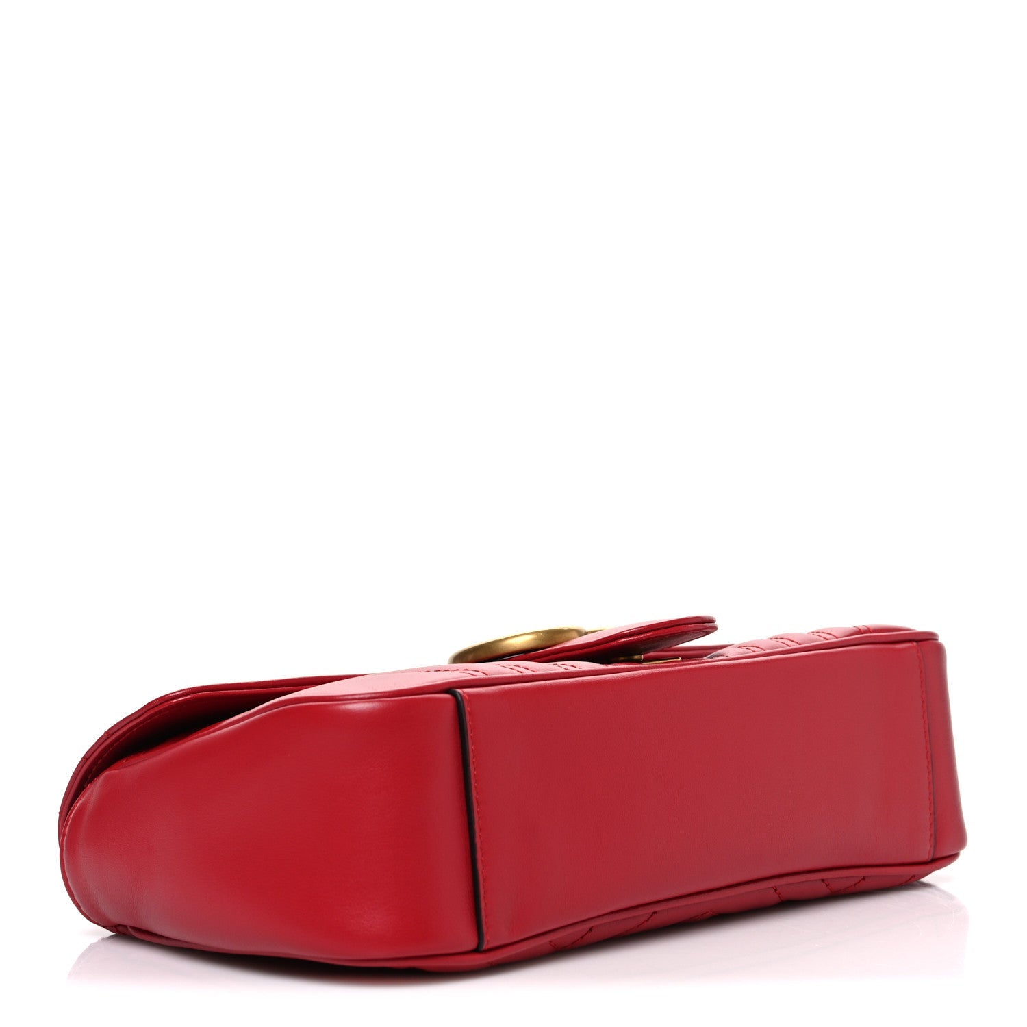Gucci Calfskin Matelasse Small GG Marmont Shoulder Bag Hibiscus Red