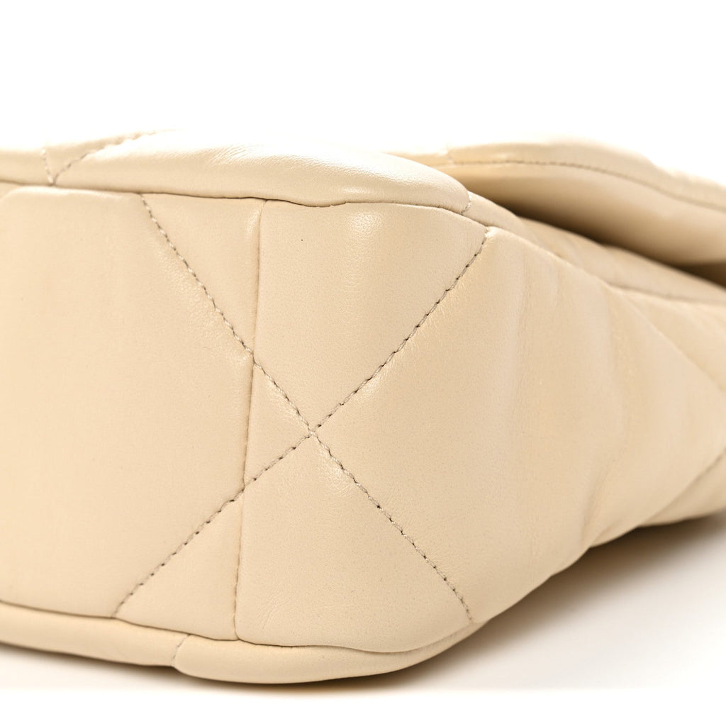 Chanel Lambskin Quilted Medium Chanel 19 Flap Beige
