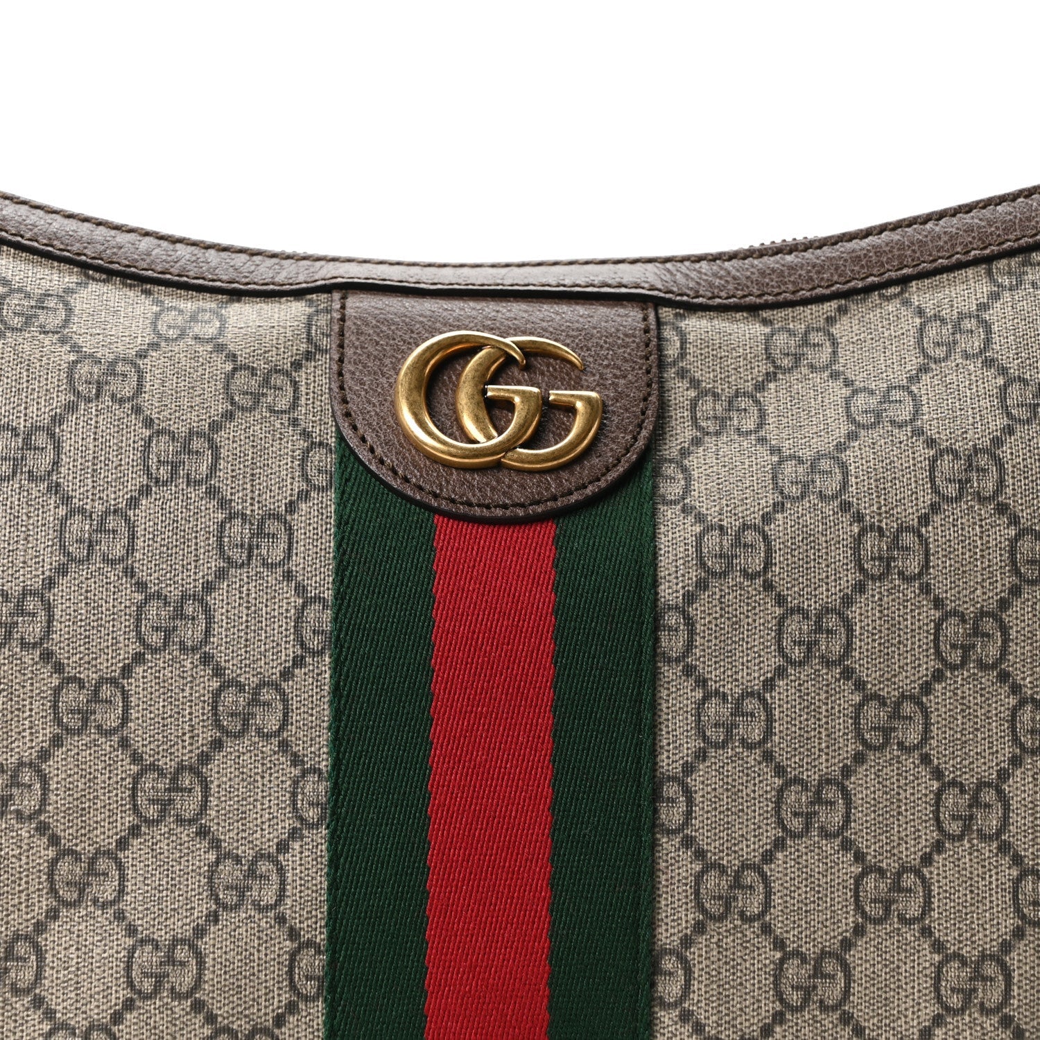 Gucci GG Supreme Monogram Web Ophidia Half Moon Hobo Brown