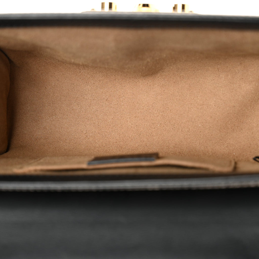 Gucci GG Supreme Monogram Calfskin Small Padlock Shoulder Bag Beige Black Cuir
