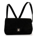 Chanel Velvet Quilted Flap Backpack Black