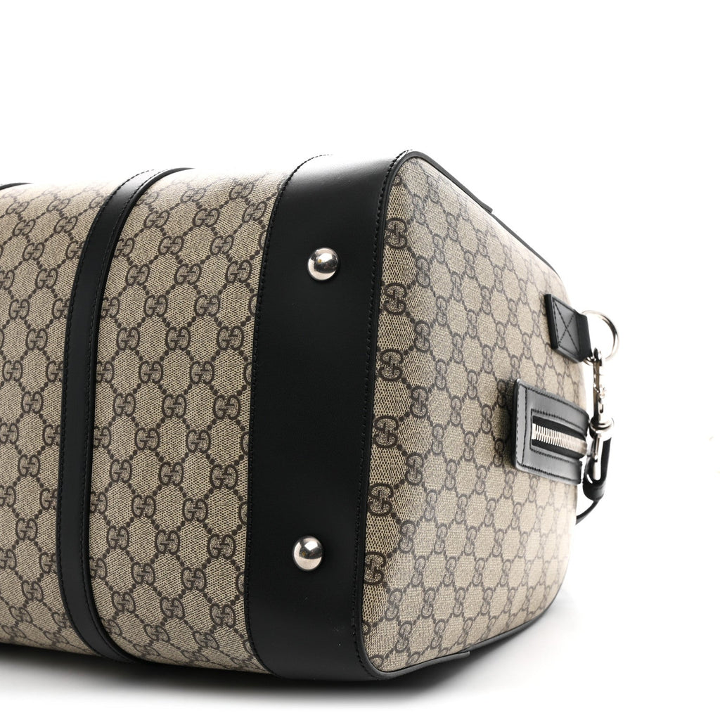 Gucci GG Supreme Monogram Selleria Calfskin Medium Duffle Beige Ebony Black