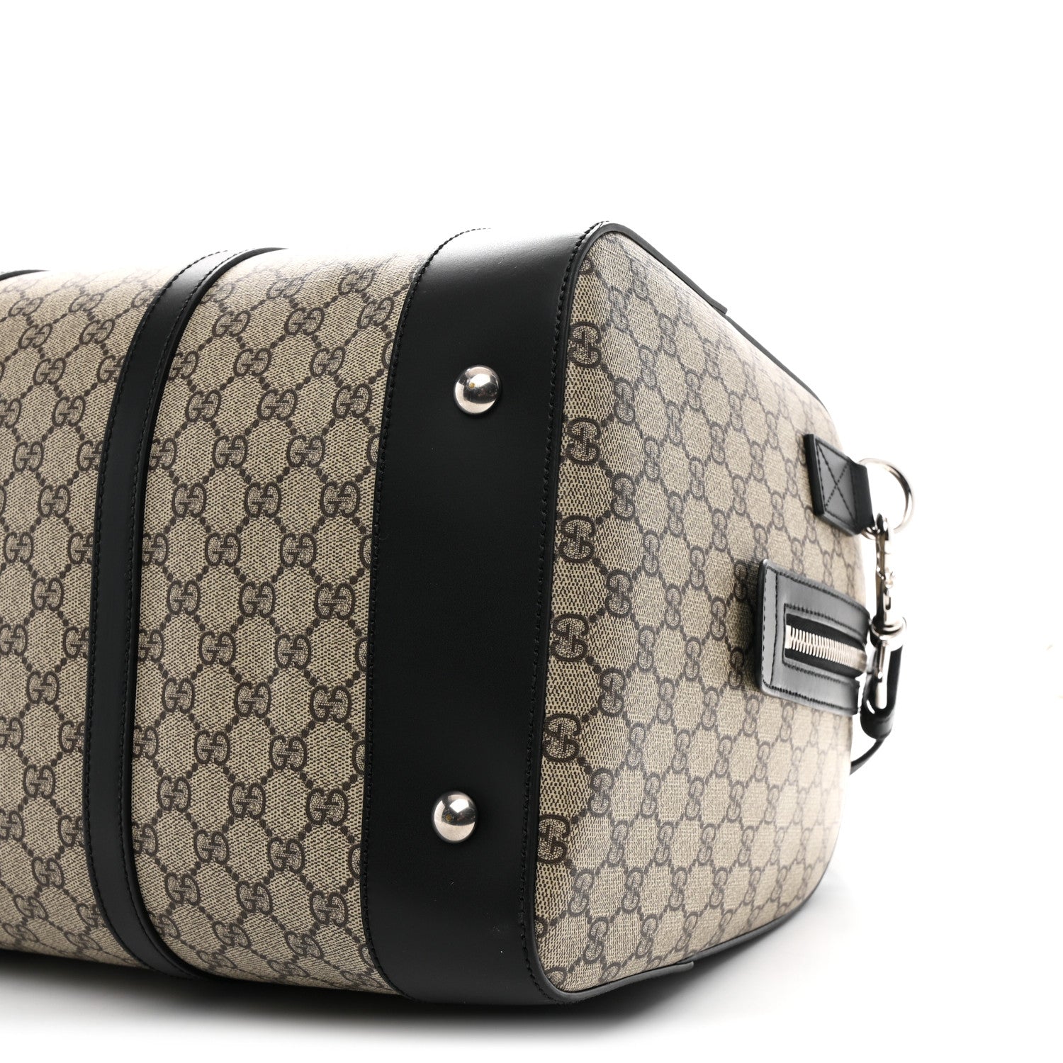 Gucci GG Supreme Monogram Selleria Calfskin Medium Duffle Beige Ebony Black
