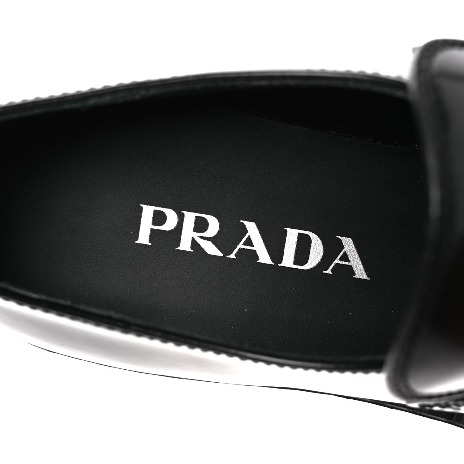 Prada Spazzolato Metal Triangle Logo 50mm Loafers 36 Black
