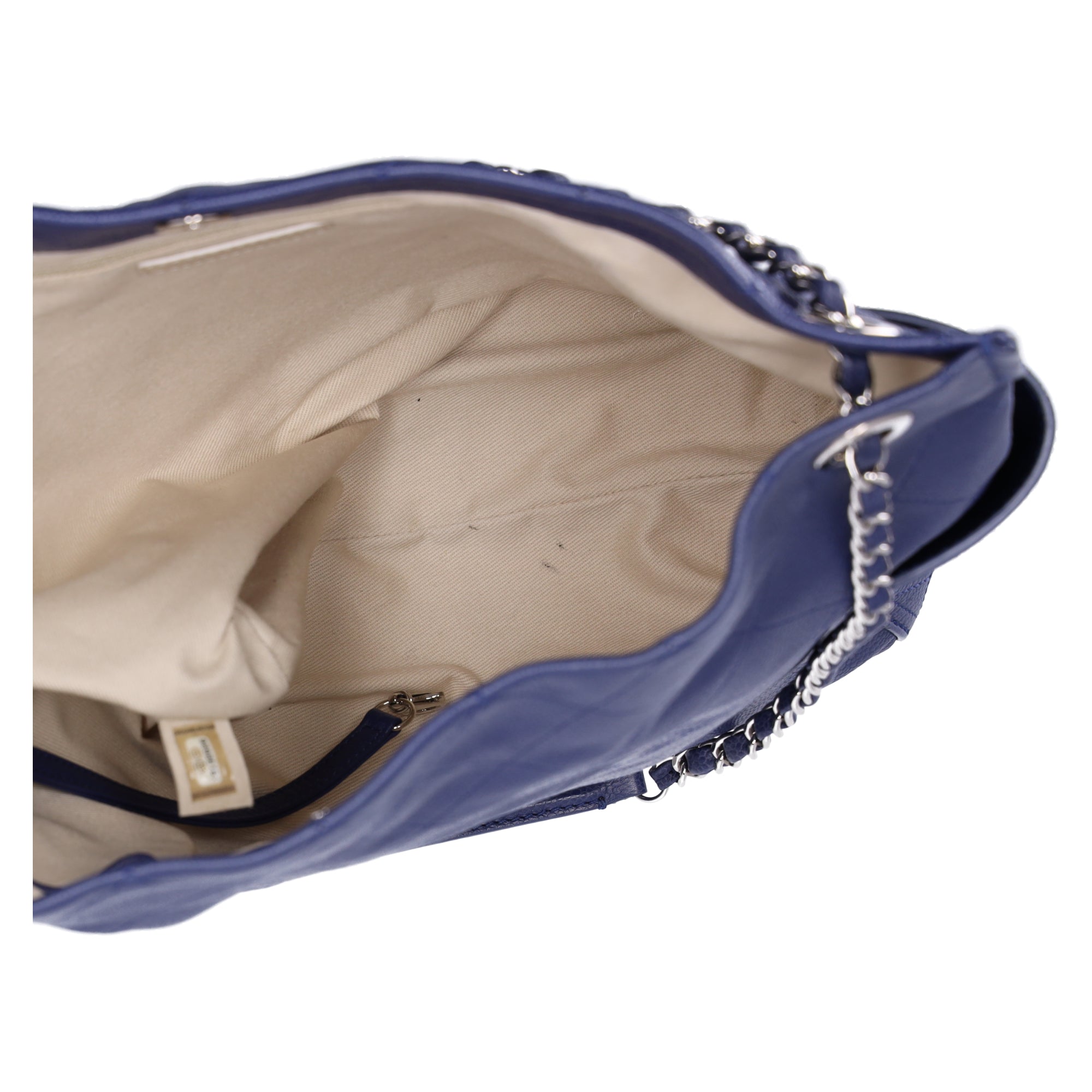 Chanel Grained Calfskin Stitched CC Pocket Tote Blue