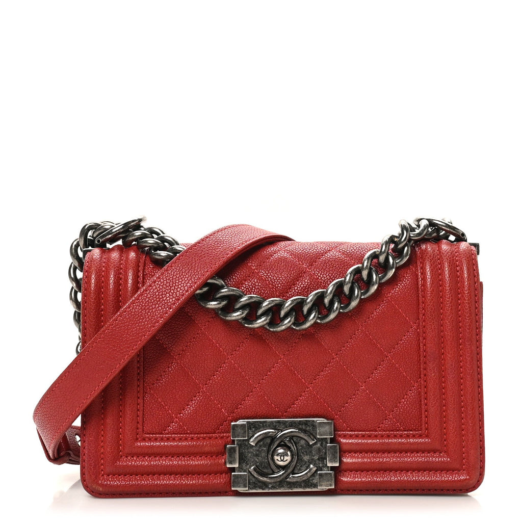 Chanel Caviar Quilted Small Boy Flap Dark Red