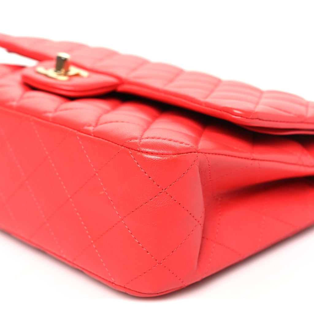 Chanel Lambskin Quilted Medium Double Flap Dark Pink