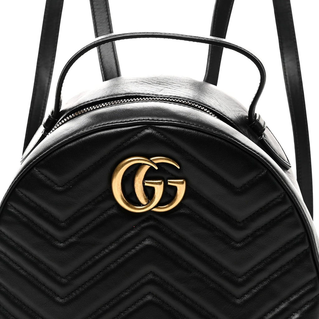 Gucci Calfskin Matelasse GG Marmont Dome Backpack Black