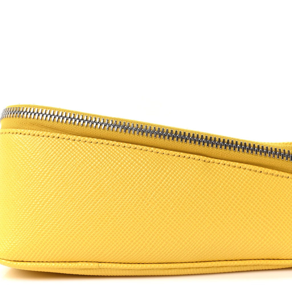 Prada Saffiano Triangle Shoulder Belt Bag Sunny Yellow