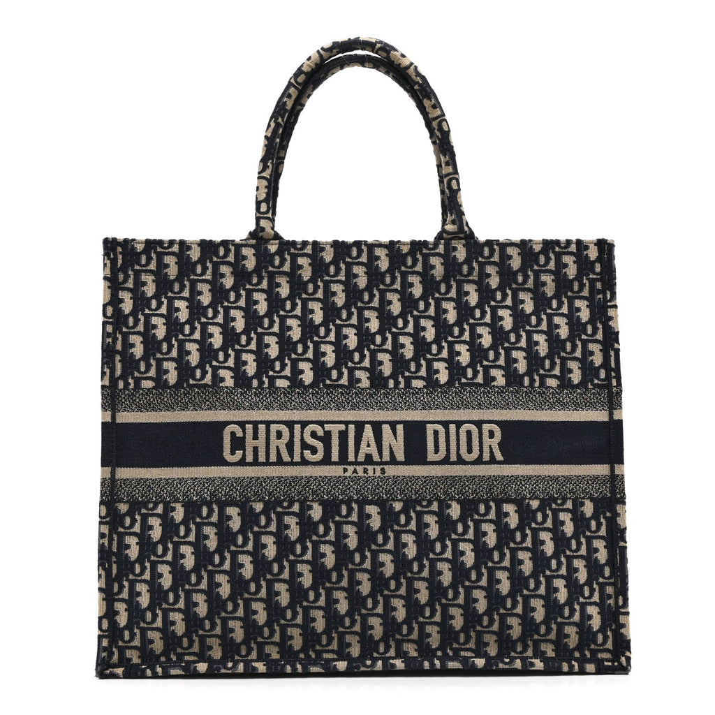 Christian Dior Oblique Large Book Tote Blue Multicolor