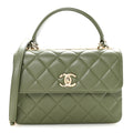 Chanel Lambskin Quilted Small Trendy CC Flap Dual Handle Bag Green