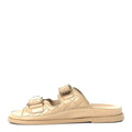 Lambskin Quilted Velcro Dad Chain CC Slide Sandals 39.5 Beige