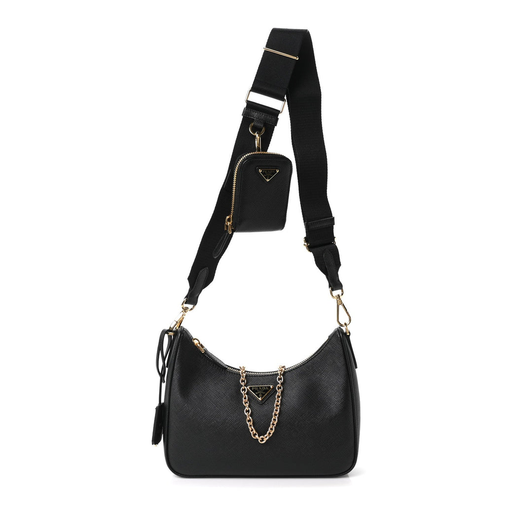 Prada Saffiano Lux Re-Edition 2005 Shoulder Bag Black