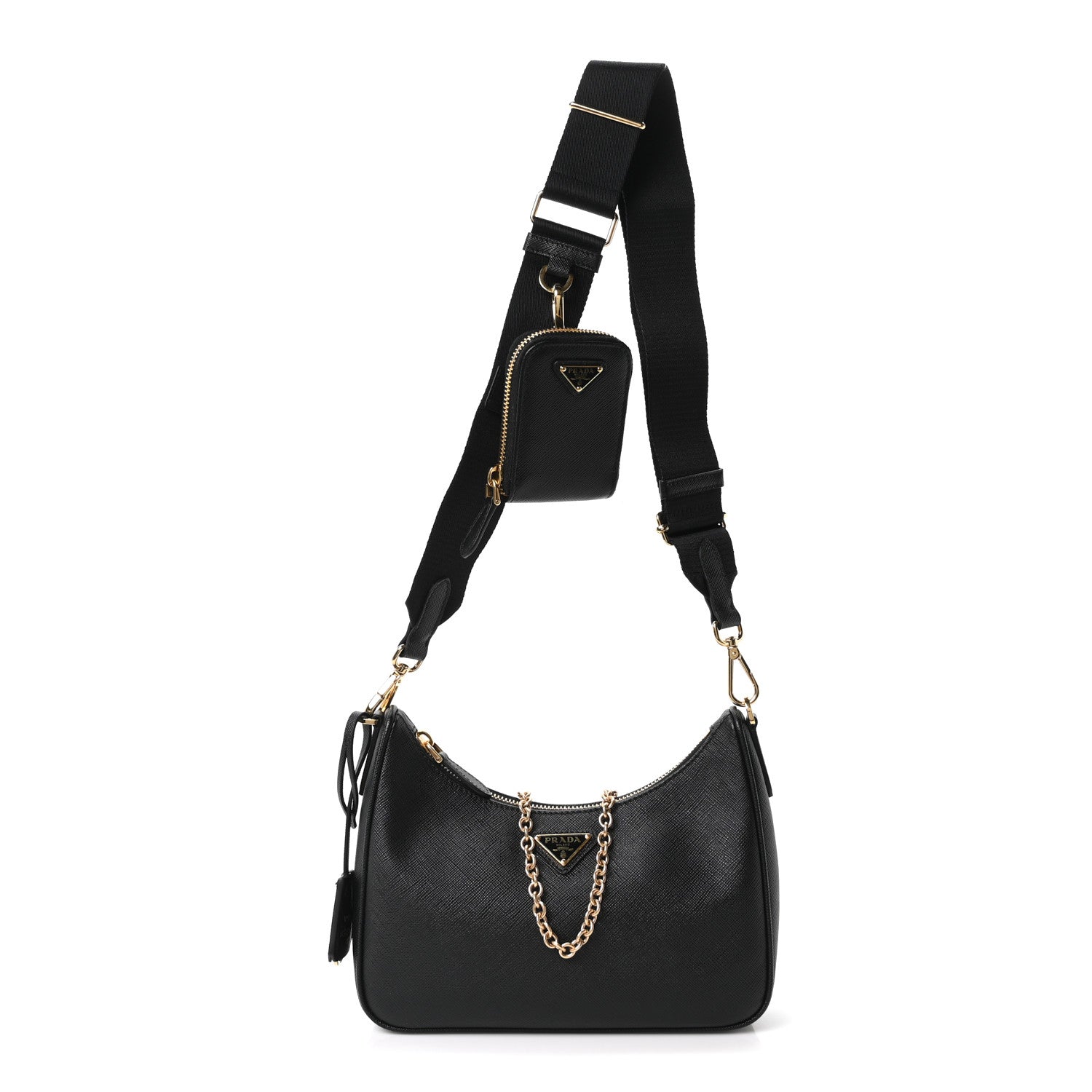 Prada Saffiano Lux Re-Edition 2005 Shoulder Bag Black