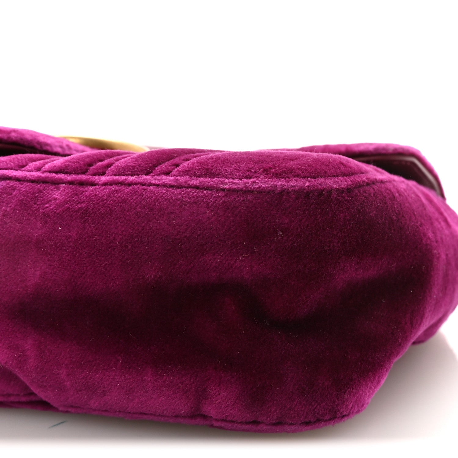 Gucci Velvet Matelasse Mini GG Marmont Shoulder Bag Fuchsia Violet Cyclamen