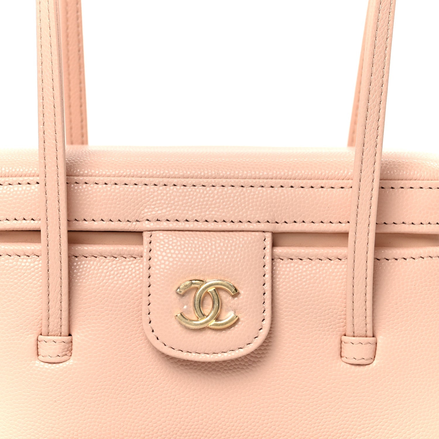 Chanel Shiny Caviar Preppy Coco Long Vanity With Strap Light Pink