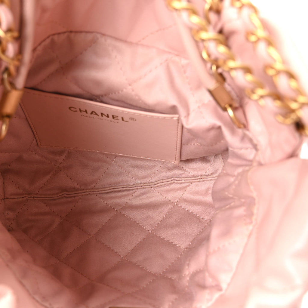 Chanel Shiny Calfskin Quilted Mini Chanel 22 Light Pink