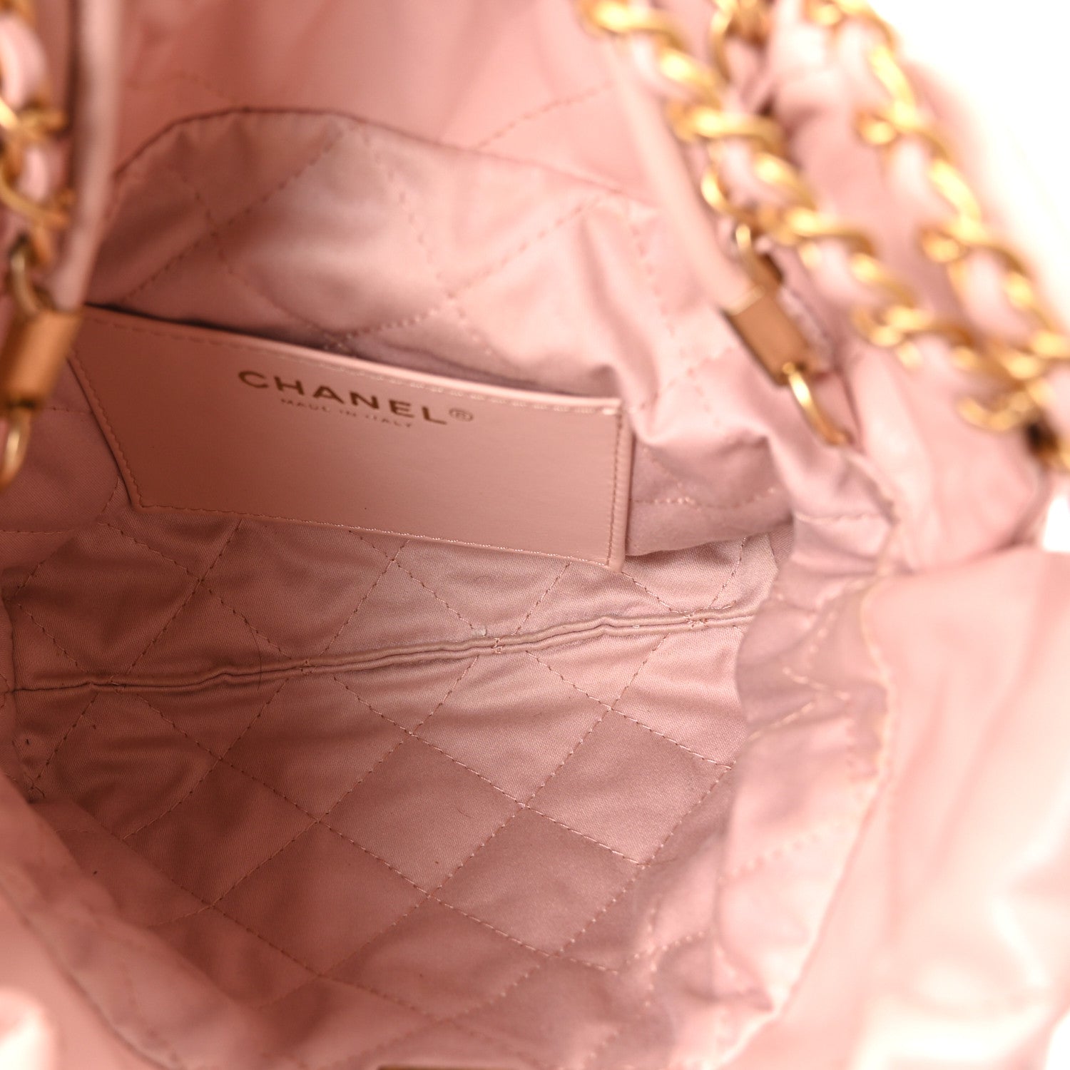 Chanel Shiny Calfskin Quilted Mini Chanel 22 Light Pink
