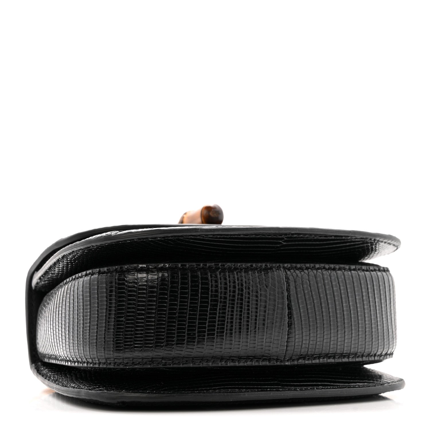 Gucci Sequin Lizard Embossed GG Mini Bamboo 1947 Top Handle Chain Bag Black White